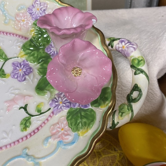 Vintage Avon China Oval Spring Easter Flowers & Duck Tray Gold Trim with Handles - Picture 3 of 5